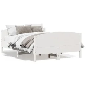 Estructura de cama con cabecero madera pino blanco 135x190 cm de , Camas y somieres - Ref: Foro24-3216183, Precio: 214,52 €, ...