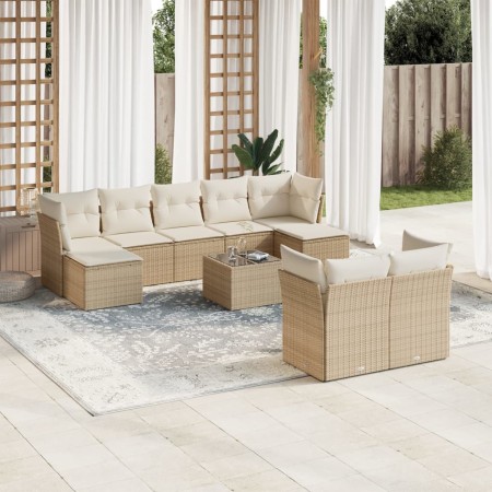 Juego de sofás jardín con cojines beige 10 pzas ratán sintético de , Conjuntos de jardín - Ref: Foro24-3250157, Precio: 640,5...