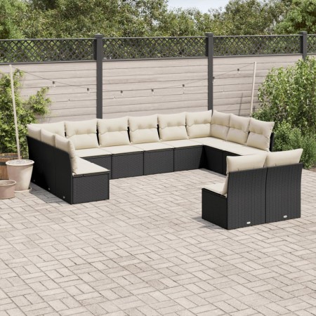 Set de sofás de jardín 12 piezas cojines ratán sintético negro de , Conjuntos de jardín - Ref: Foro24-3250205, Precio: 653,16...