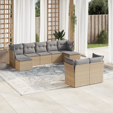 Set de sofás de jardín 9 pzas con cojines ratán sintético beige de , Conjuntos de jardín - Ref: Foro24-3250148, Precio: 566,4...
