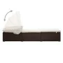 Lounger with hood and brown synthetic rattan cushions by , Loungers - Ref: Foro24-317114, Price: 216,26 €, Discount: %