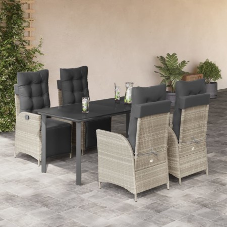 Set comedor de jardín 5 pzas cojines ratán sintético gris claro en Conjuntos de jardín | Comprar online en Foru.es