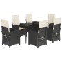 Set de comedor de jardín 7 pzas y cojines ratán sintético negro de , Conjuntos de jardín - Ref: Foro24-3212296, Precio: 845,7...