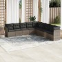Set de muebles de jardín 9 pzas y cojines ratán sintético gris de , Conjuntos de jardín - Ref: Foro24-3249619, Precio: 543,07...