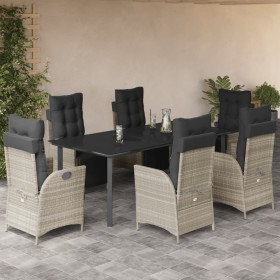 Set comedor jardín 7 pzas y cojines ratán sintético gris claro en Conjuntos de jardín | Comprar online en Foru.es