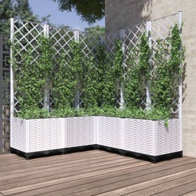 Jardinera con enrejado PP blanco 120x120x136 cm de , Maceteros y jardineras - Ref: Foro24-153288, Precio: 196,46 €, Descuento: %