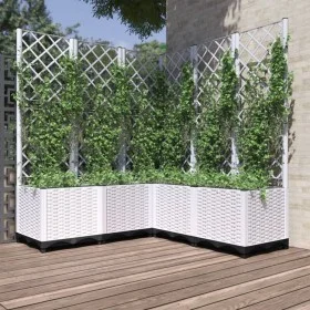 Jardinera con enrejado PP blanco 120x120x136 cm de , Maceteros y jardineras - Ref: Foro24-153288, Precio: 183,22 €, Descuento: %