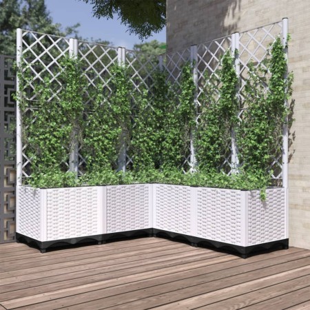 Jardinera con enrejado PP blanco 120x120x136 cm de , Maceteros y jardineras - Ref: Foro24-153288, Precio: 196,46 €, Descuento: %