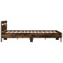Cama con cabecero madera de ingeniería roble ahumado 140x200 cm de , Camas y somieres - Ref: Foro24-3207424, Precio: 142,74 €...