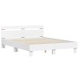 Estructura cama con cabecero madera ingeniería blanco 150x200cm de , Camas y somieres - Ref: Foro24-3207413, Precio: 121,16 €...