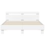 Estructura cama con cabecero madera ingeniería blanco 150x200cm de , Camas y somieres - Ref: Foro24-3207413, Precio: 121,16 €...