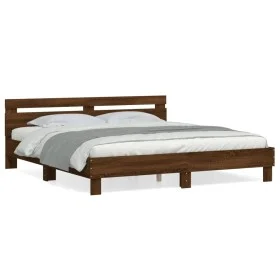 Eichenbraunes Holzwerkstoffbett mit Kopfteil 180x200 cm von , Betten und Lattenroste - Ref: Foro24-3207405, Preis: 169,29 €, ...