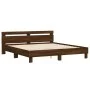 Oak brown engineered wood bed with headboard 180x200 cm by , Beds and slatted bases - Ref: Foro24-3207405, Price: 169,29 €, D...