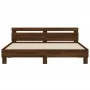 Oak brown engineered wood bed with headboard 180x200 cm by , Beds and slatted bases - Ref: Foro24-3207405, Price: 169,29 €, D...