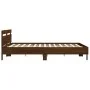 Oak brown engineered wood bed with headboard 180x200 cm by , Beds and slatted bases - Ref: Foro24-3207405, Price: 169,29 €, D...