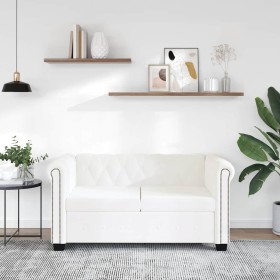 Sofá Chesterfield de 2 plazas cuero sintético blanco en Sofás | Comprar online en Foru.es
