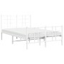 Estructura cama metal con cabecero y estribo blanco 120x190 cm de , Camas y somieres - Ref: Foro24-355625, Precio: 86,58 €, D...