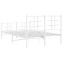 Estructura cama metal con cabecero y estribo blanco 120x190 cm de , Camas y somieres - Ref: Foro24-355625, Precio: 86,58 €, D...