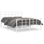 Estructura cama metal con cabecero y estribo blanco 135x190 cm de , Camas y somieres - Ref: Foro24-355627, Precio: 89,72 €, D...