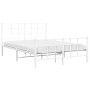 Estructura cama metal con cabecero y estribo blanco 135x190 cm de , Camas y somieres - Ref: Foro24-355627, Precio: 89,72 €, D...
