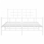Estructura cama metal con cabecero y estribo blanco 135x190 cm de , Camas y somieres - Ref: Foro24-355627, Precio: 89,72 €, D...