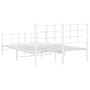 Estructura cama metal con cabecero y estribo blanco 135x190 cm de , Camas y somieres - Ref: Foro24-355627, Precio: 89,72 €, D...