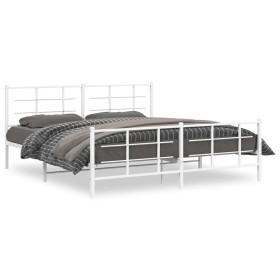 Estructura cama metal con cabecero y pie cama blanco 183x213 cm de , Camas y somieres - Ref: Foro24-355633, Precio: 101,26 €,...
