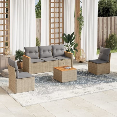Juego de sofás jardín con cojines 6 pzas ratán sintético beige de , Conjuntos de jardín - Ref: Foro24-3258258, Precio: 357,72...