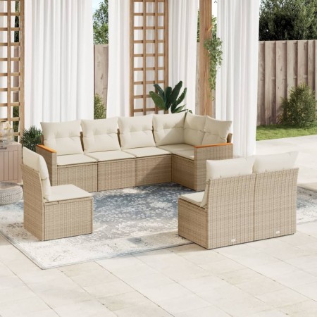 Juego de sofás de jardín con cojines beige 8 pzas ratán PE de , Conjuntos de jardín - Ref: Foro24-3258446, Precio: 527,39 €, ...