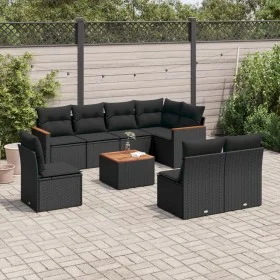 Set de sofás de jardín 8 piezas y cojines ratán sintético negro de , Conjuntos de jardín - Ref: Foro24-3258450, Precio: 545,3...