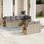 Set de sofás de jardín 7 piezas con cojines ratán PE gris de , Conjuntos de jardín - Ref: Foro24-3259386, Precio: 521,64 €, D...