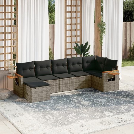Set de sofás de jardín 7 piezas con cojines ratán PE gris de , Conjuntos de jardín - Ref: Foro24-3259435, Precio: 461,65 €, D...