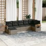 Set de sofás de jardín 7 piezas con cojines ratán PE gris de , Conjuntos de jardín - Ref: Foro24-3259435, Precio: 461,65 €, D...