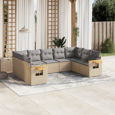 Set de sofás de jardín 9 pzas con cojines ratán sintético beige de , Conjuntos de jardín - Ref: Foro24-3259518, Precio: 618,3...