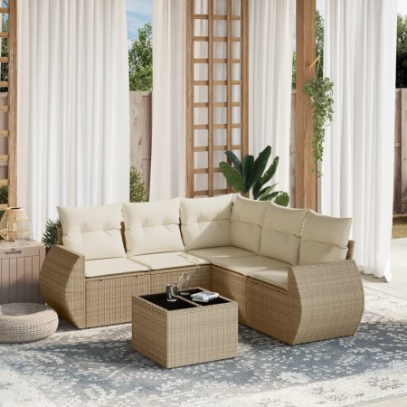 Juego de sofás jardín con cojines 6 pzas ratán sintético beige de , Conjuntos de jardín - Ref: Foro24-3253695, Precio: 454,45...