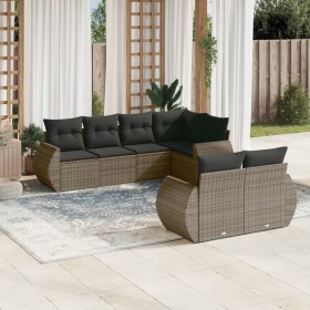 Set de sofás de jardín 7 piezas con cojines ratán PE gris de , Conjuntos de jardín - Ref: Foro24-3253947, Precio: 516,71 €, D...