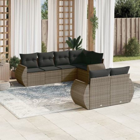 Set de sofás de jardín 7 piezas con cojines ratán PE gris de , Conjuntos de jardín - Ref: Foro24-3253947, Precio: 516,71 €, D...