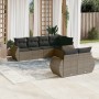 Set de sofás de jardín 7 piezas con cojines ratán PE gris de , Conjuntos de jardín - Ref: Foro24-3253947, Precio: 516,71 €, D...