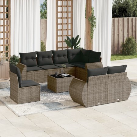 Set de muebles de jardín 9 pzas y cojines ratán sintético gris de , Conjuntos de jardín - Ref: Foro24-3253987, Precio: 640,66...