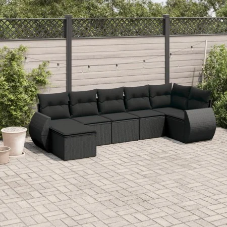 7-piece garden dining set and black synthetic rattan cushions by , Garden sets - Ref: Foro24-3254012, Price: 440,33 €, Discou...