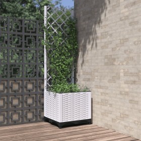 Jardinera con enrejado PP blanco 40x40x136 cm de , Maceteros y jardineras - Ref: Foro24-153280, Precio: 58,49 €, Descuento: %