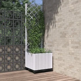 Jardinera con enrejado PP blanco 40x40x136 cm de , Maceteros y jardineras - Ref: Foro24-153280, Precio: 54,68 €, Descuento: %
