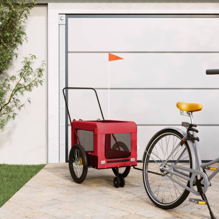Remolque de bicicleta mascotas hierro tela Oxford rojo negro de , Cochecitos para mascotas - Ref: Foro24-93943, Precio: 103,7...