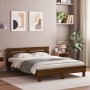 Cama con cabecero madera de ingeniería marrón roble 150x200 cm de , Camas y somieres - Ref: Foro24-3207419, Precio: 167,73 €,...