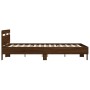 Cama con cabecero madera de ingeniería marrón roble 150x200 cm de , Camas y somieres - Ref: Foro24-3207419, Precio: 167,73 €,...