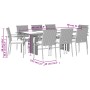Set de comedor de jardín 9 pzas y cojines ratán sintético negro en Conjuntos de jardín | Comprar online en Foru.es