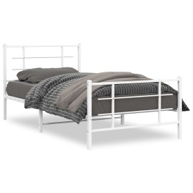 Estructura cama metal con cabecero y pie cama blanca 107x203 cm de , Camas y somieres - Ref: Foro24-355624, Precio: 67,25 €, ...