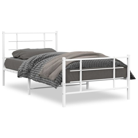 Estructura cama metal con cabecero y pie cama blanca 107x203 cm de , Camas y somieres - Ref: Foro24-355624, Precio: 67,25 €, ...