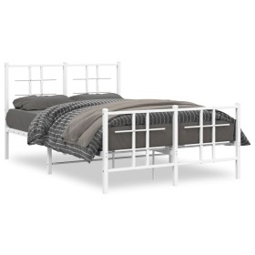 Estructura cama metal con cabecero y estribo blanco 120x200 cm de , Camas y somieres - Ref: Foro24-355626, Precio: 88,73 €, D...