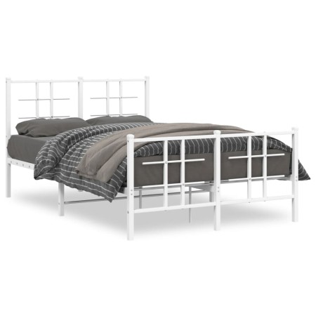 Estructura cama metal con cabecero y estribo blanco 120x200 cm de , Camas y somieres - Ref: Foro24-355626, Precio: 88,73 €, D...